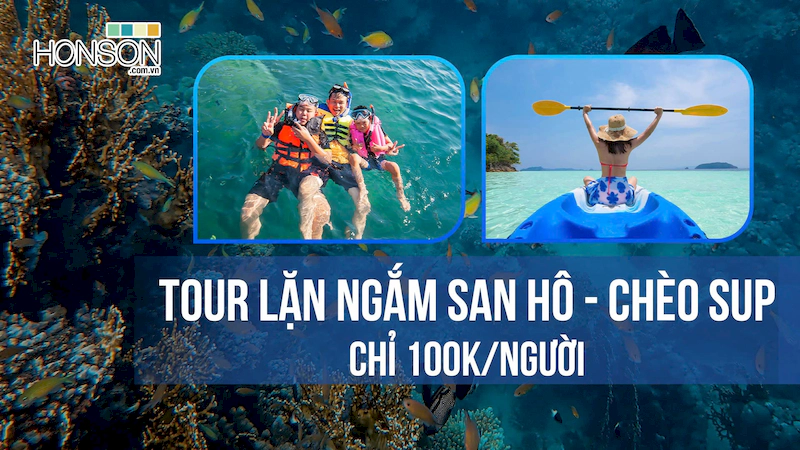 Dịch vụ tour lặn san hô và chèo SUP tại Hòn Sơn với giá ưu đãi cho du khách.